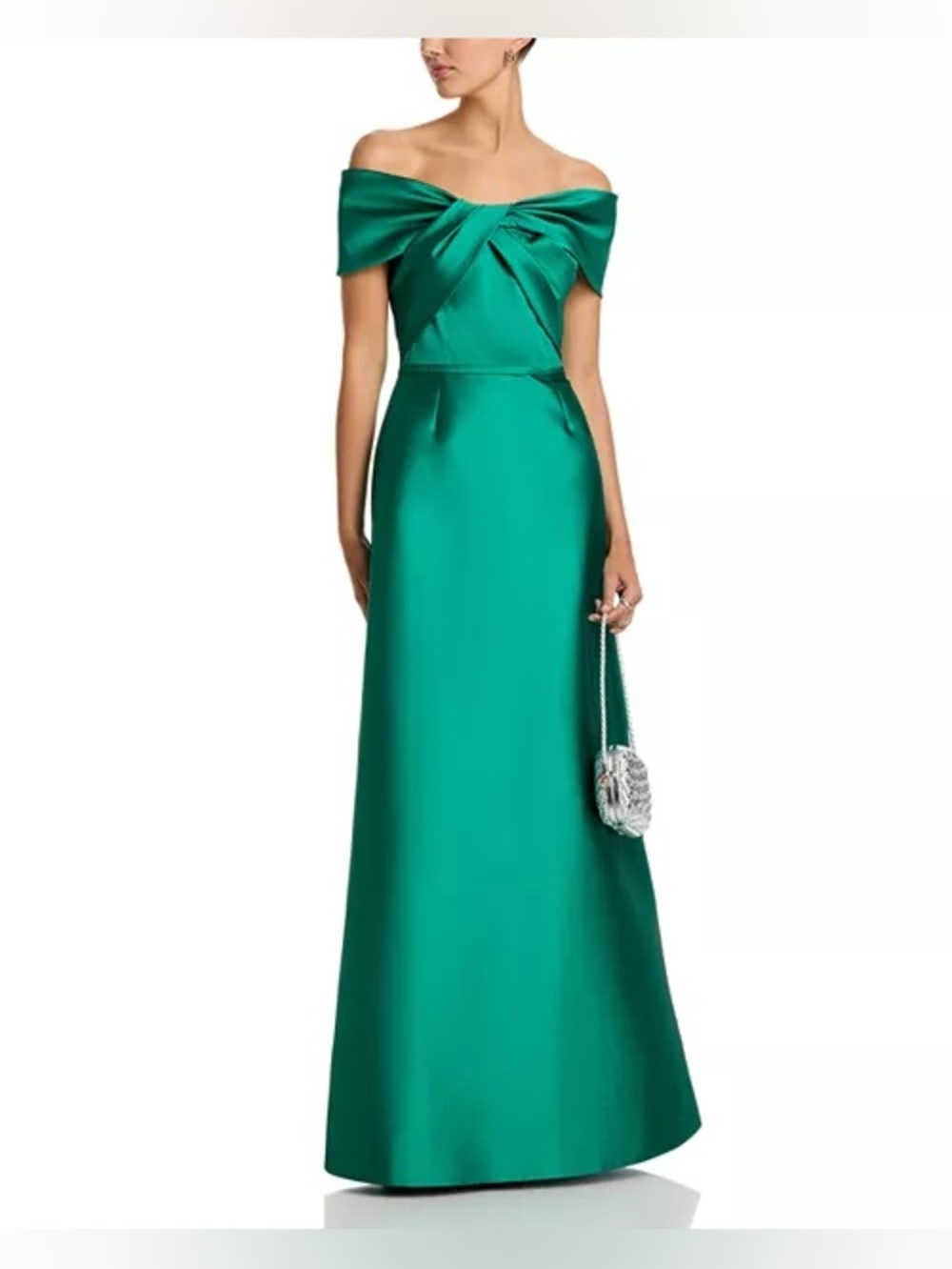 Teri Jon by Rickie Freeman
Stretch Mikado Off Shoulder Twist Front Gown